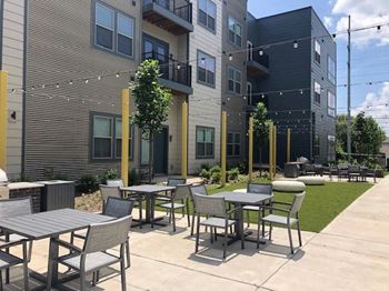 Courtyard with grills and picnic area